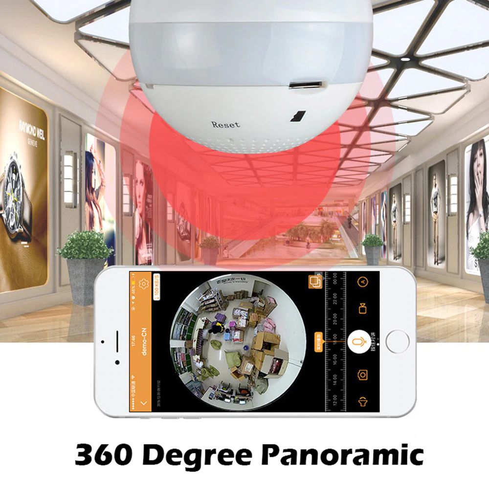 1080P Wireless IP Camera Bulb Light Lamp 360 degree FishEye Panoramic Home Camera 1.3MP Night Vision Security P2P WiFi Camera