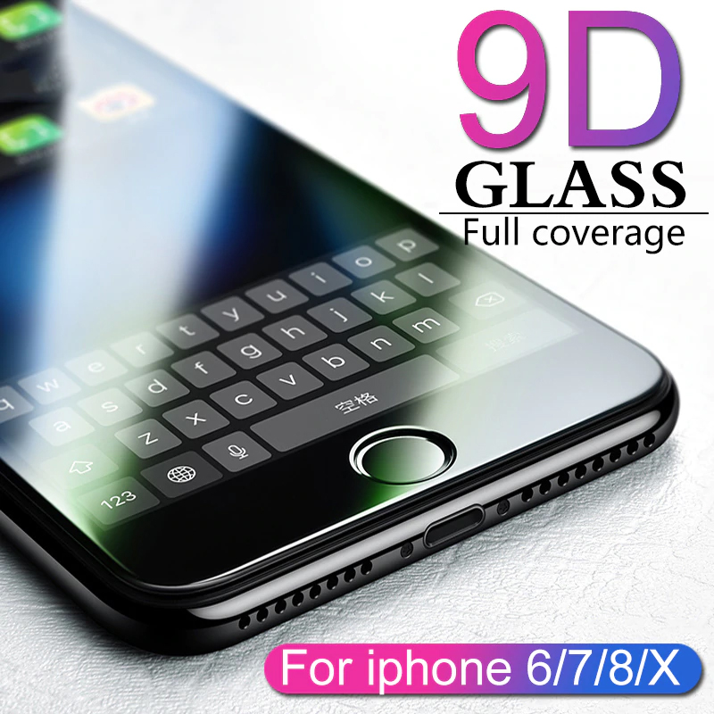 9D protective glass for iPhone 6 6S 7 8 plus X glass on iphone