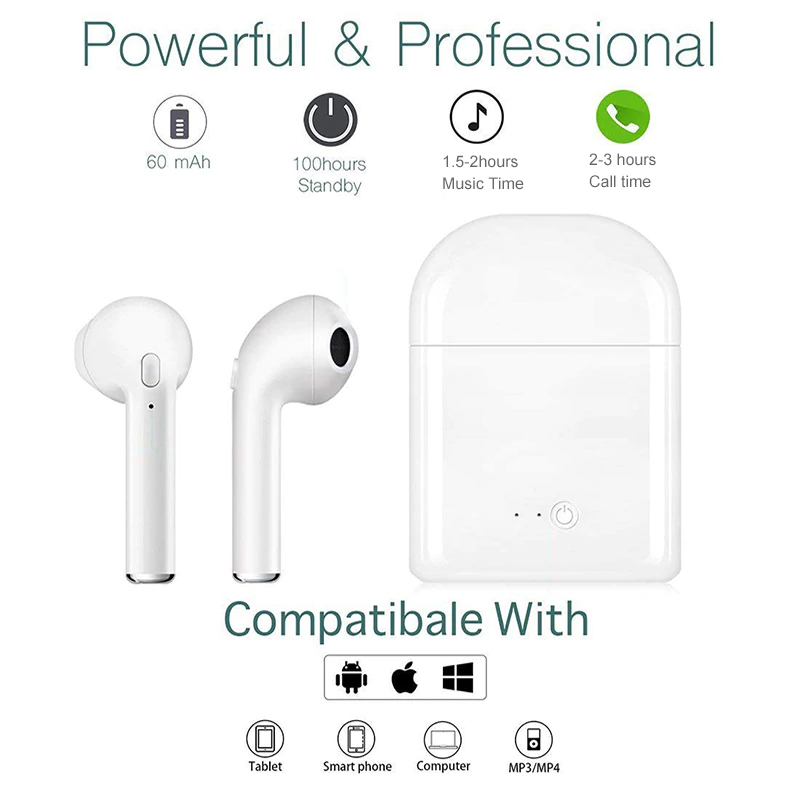 New i7S TWS Mini Bluetooth 5.0 Earphones Headphones Stereo Bass