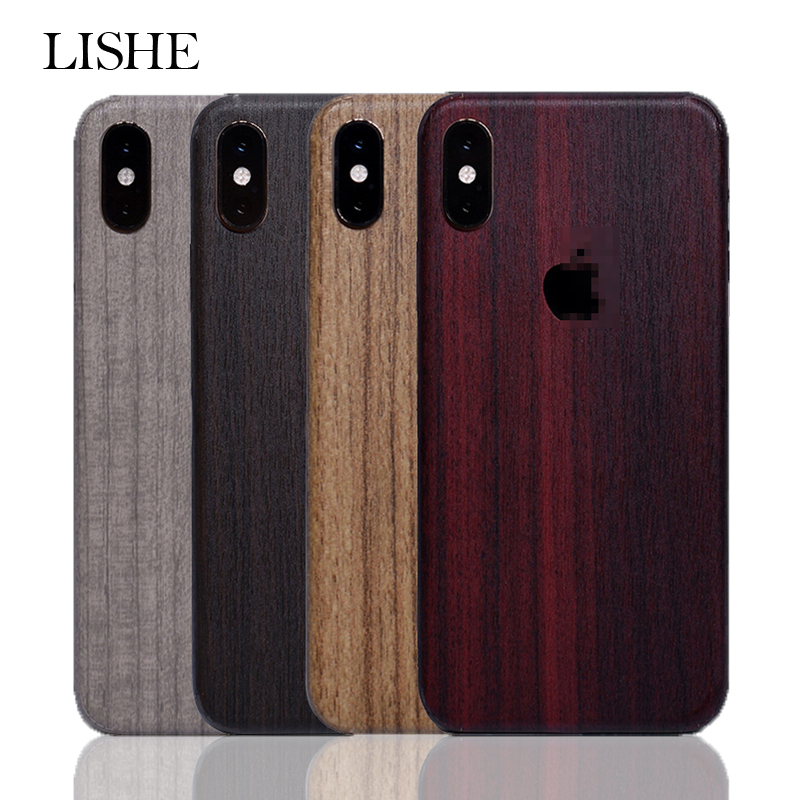 Wooden Grain Vintage Stickers For iPhone 6 6S 7 8 Plus X XR Xs Max 5S SE Sandalwood