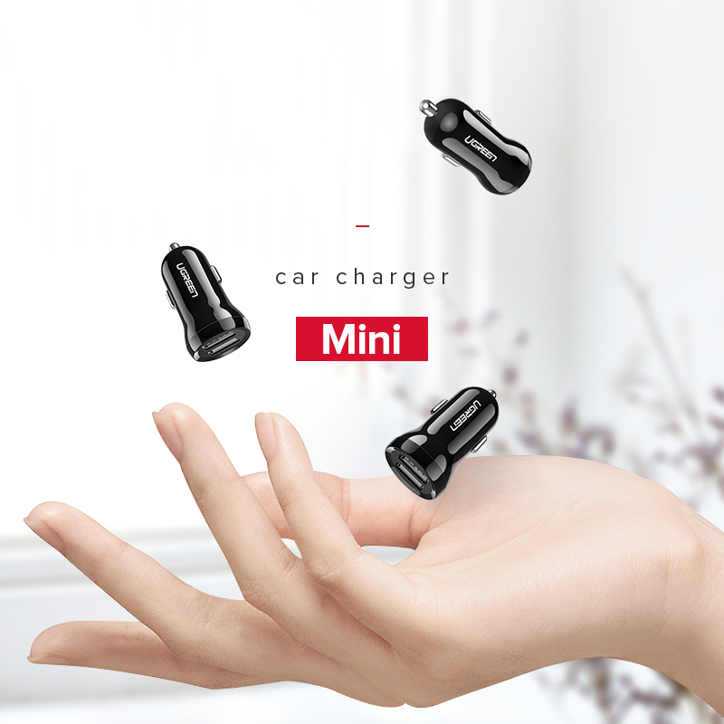 Ugreen Mini USB Car Charger For Mobile Phone Tablet GPS 4.8A Fast Charger