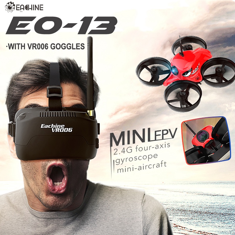 Eachine E013 Micro FPV RC Drone Quadcopter With 5.8G 1000TVL 40CH Camera VR006 VR-006 3 Inch Goggles