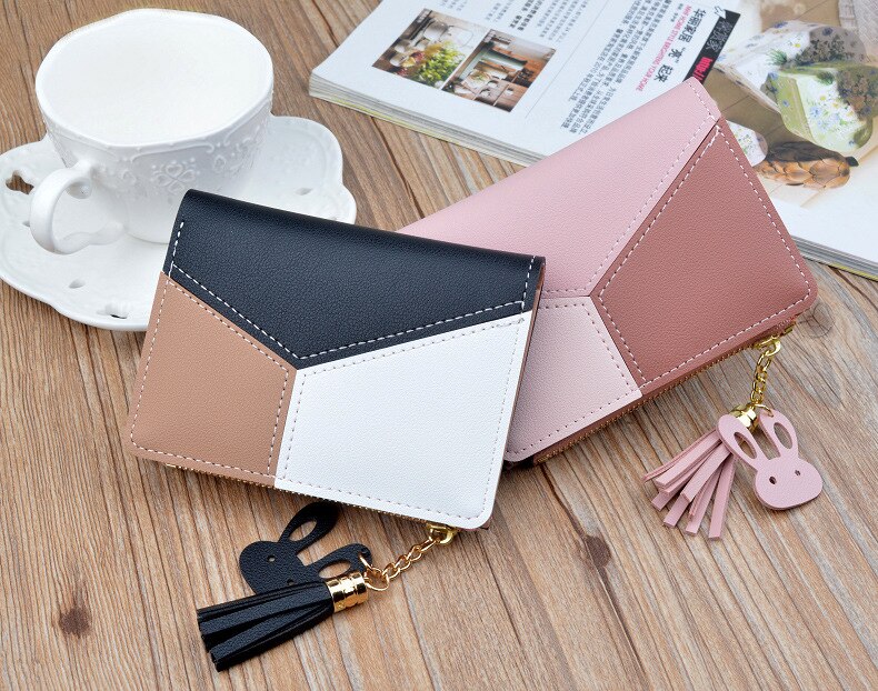 New Arrival Wallet Short Women Wallets Zipper Purse Patchwork Fashion Panelled Wallets Trendy Coin Purse Card Holder Leather