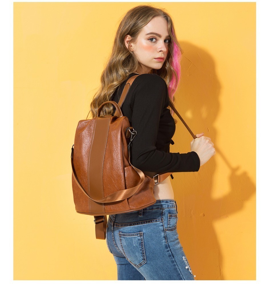 HERALD FASHION Quality Leather Anti-thief Women Backpack 