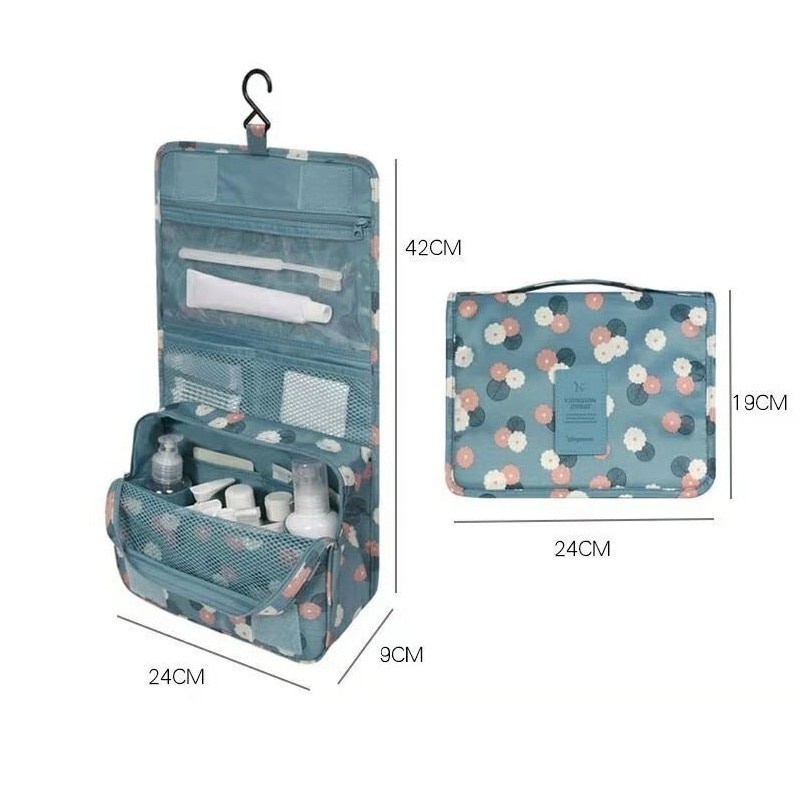 Waterproof Portable Polyester Travel Cosmetic Bag Neceser Hanging Wash Bag Neutral Make Up Bag Organizer Bathroom Wash Bag