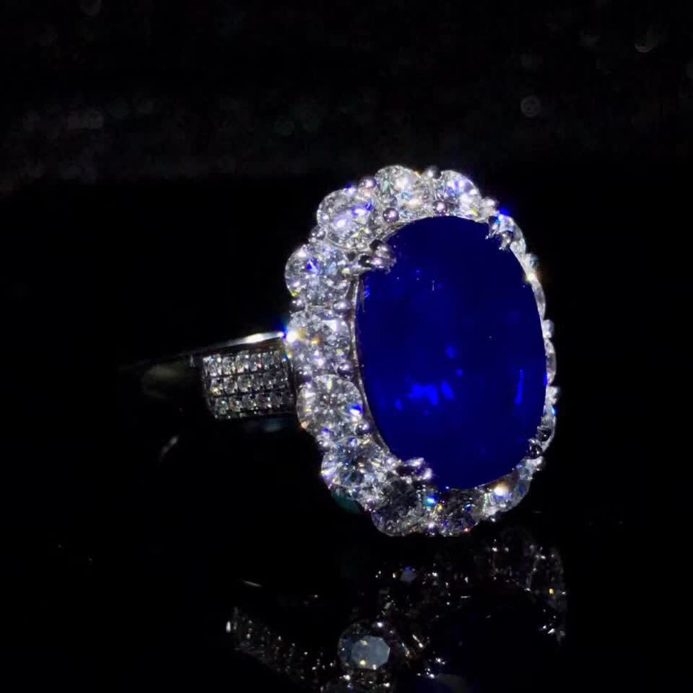 Fine jewelry factory classic luxury 18k gold South Africa real diamond 9.58ct natural blue sapphire gold ring for women wedding