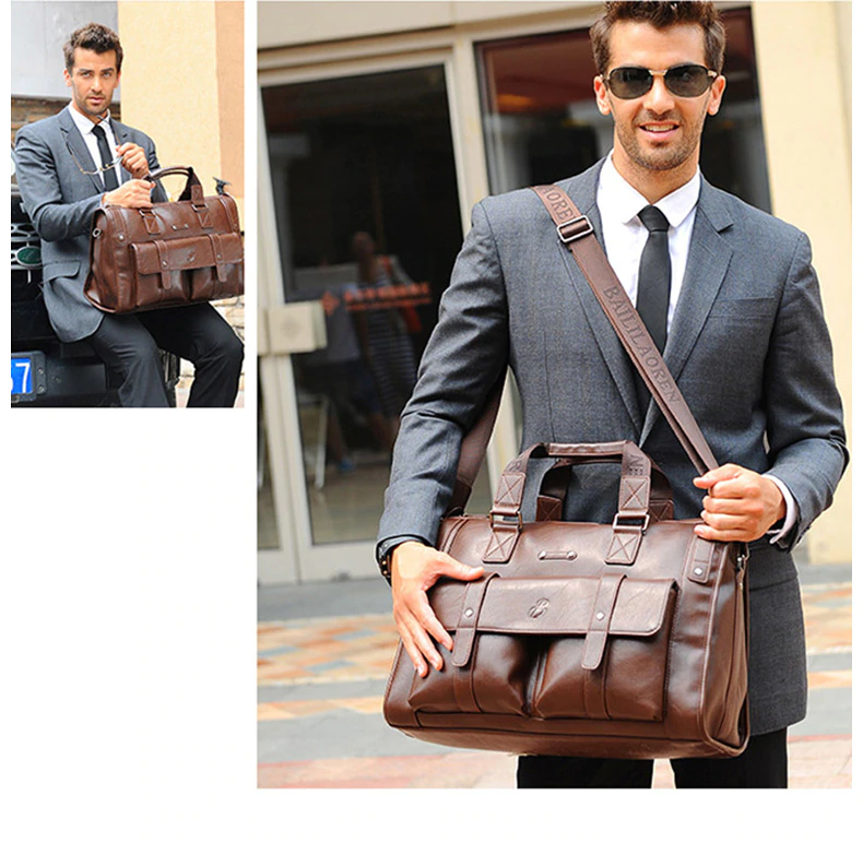 Men Leather Black Briefcase Business Handbag Messenger Bags Male Vintage Shoulder Bag Men's Large Laptop Travel Bags Hot XA177ZC