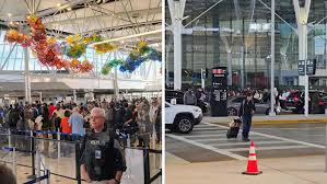 Lines for TSA screening seen extending outside of Terminal E at Bush Intercontinental Airport | ‘…