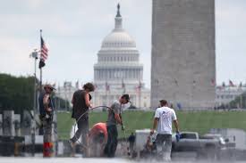Workers start latest repairs to Reflecting Pool liner, months after rehab began | Images Show Lin…